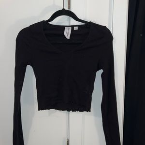 ASOS COLLUSION Ribbed Long Sleeve T-shirt — Black — Size 10